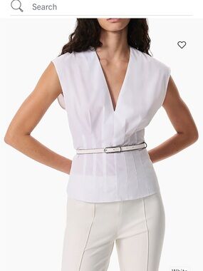 rag & bone White V-Neck Cap Sleeve Top